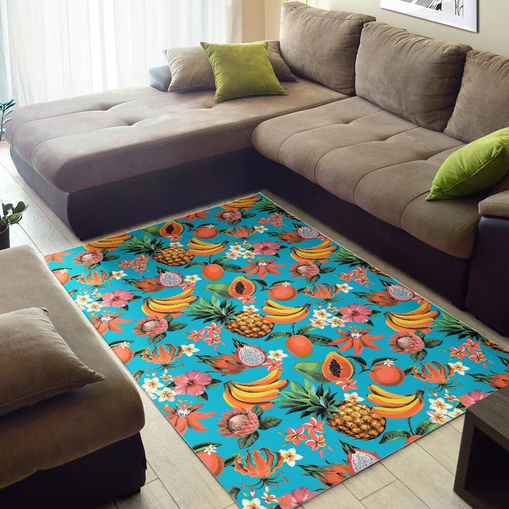 Vintage Tropical Fruits Pattern Print Area Rug Floor Decor vintage tropical fruits pattern print area rug floor decor 8058