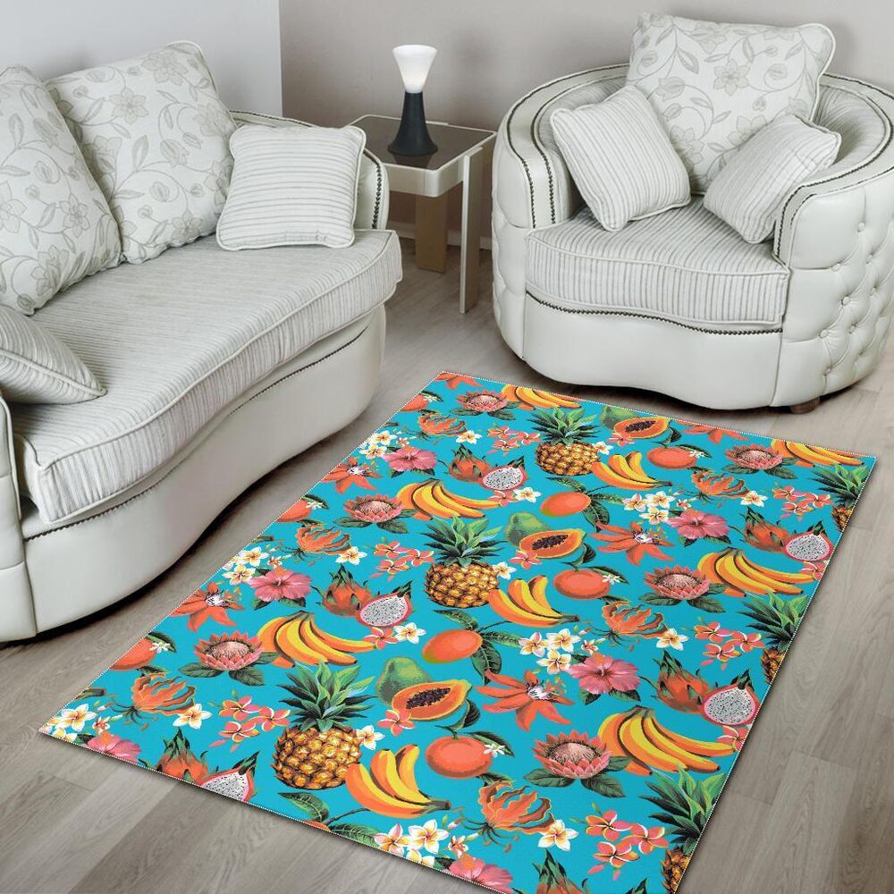 Vintage Tropical Fruits Pattern Print Area Rug Floor Decor vintage tropical fruits pattern print area rug floor decor 8740
