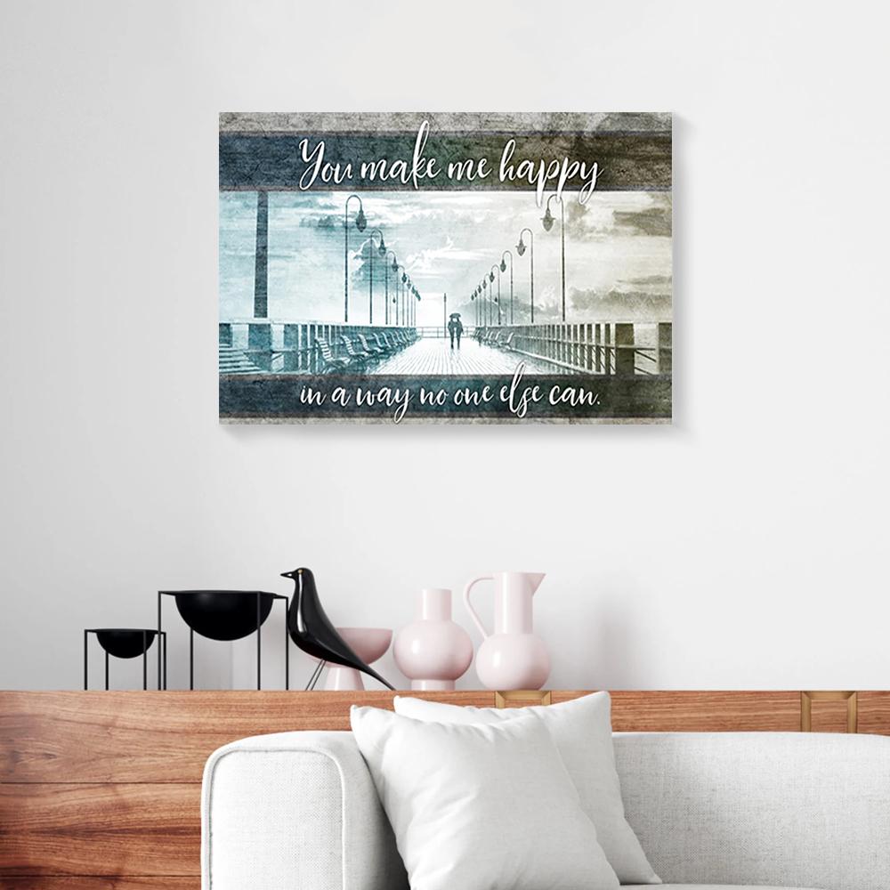 vintage walking the bridge couples canvas prints wall art decor 6306