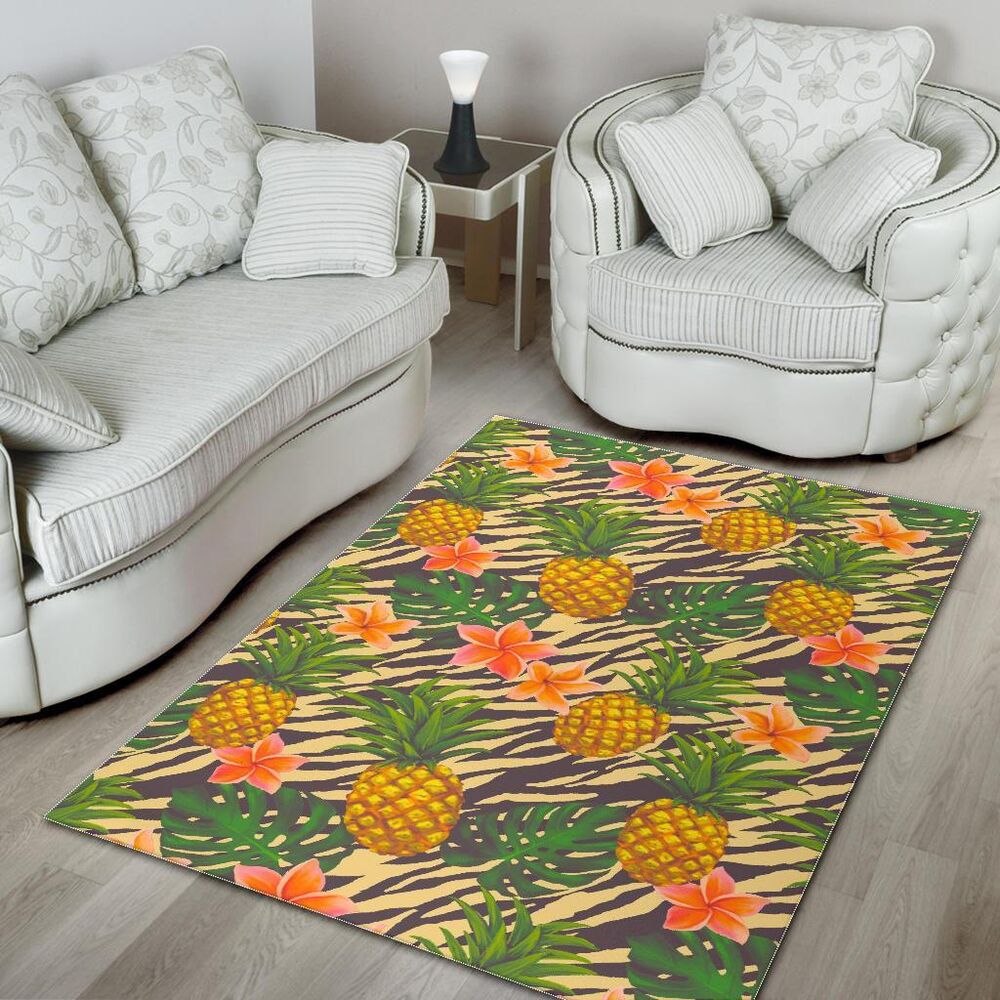Vintage Zebra Pineapple Pattern Print Area Rug Floor Decor vintage zebra pineapple pattern print area rug floor decor 4882