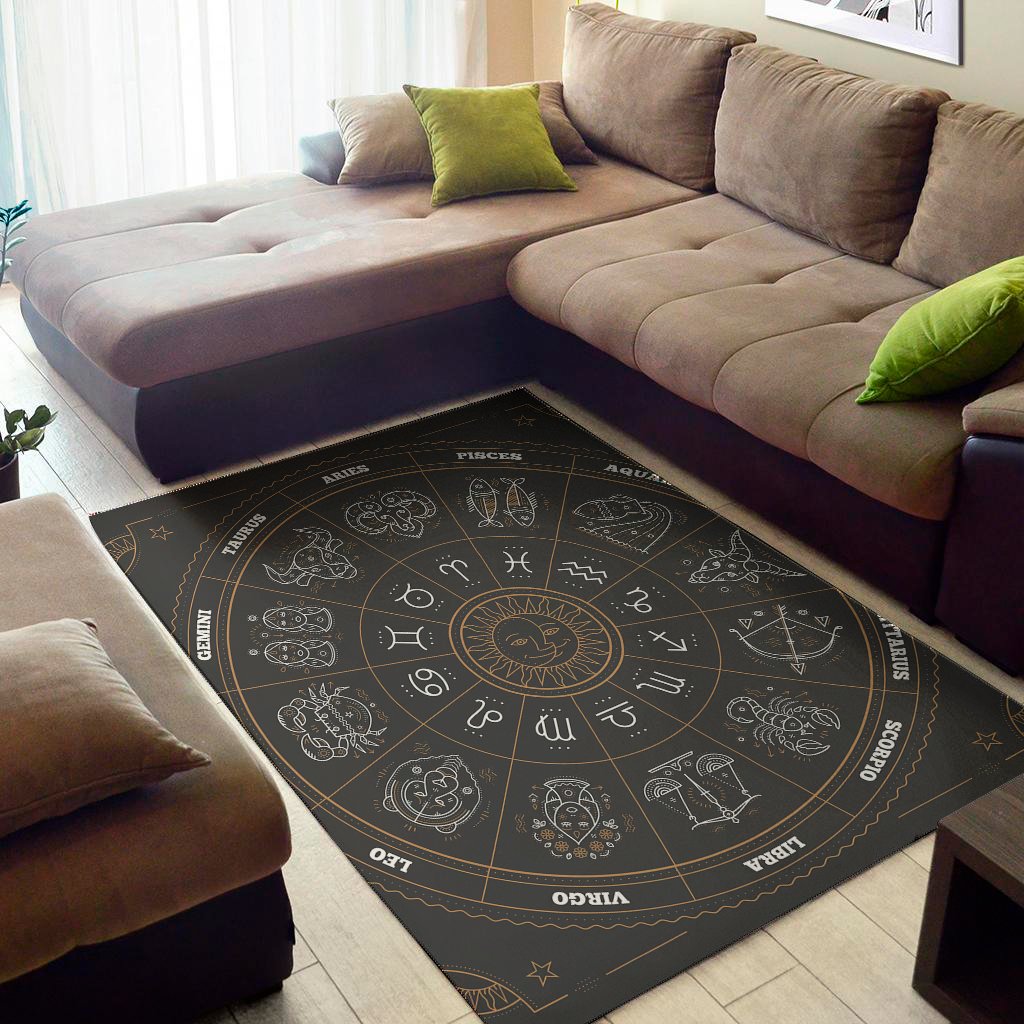 vintage zodiac circle print area rug floor decor 1355
