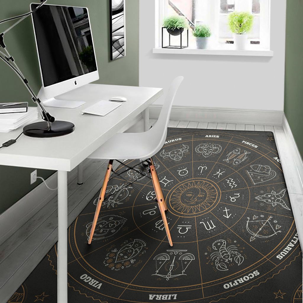 vintage zodiac circle print area rug floor decor 3896