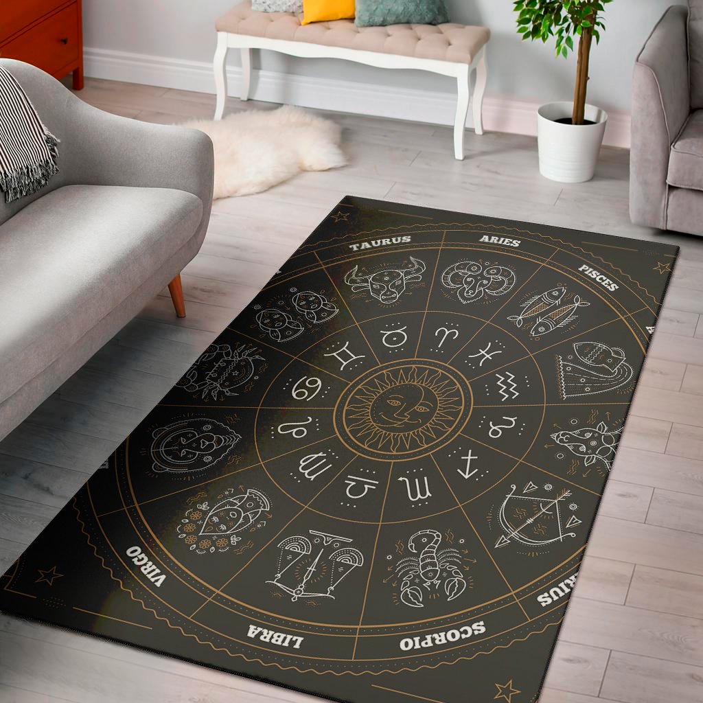 vintage zodiac circle print area rug floor decor 6723