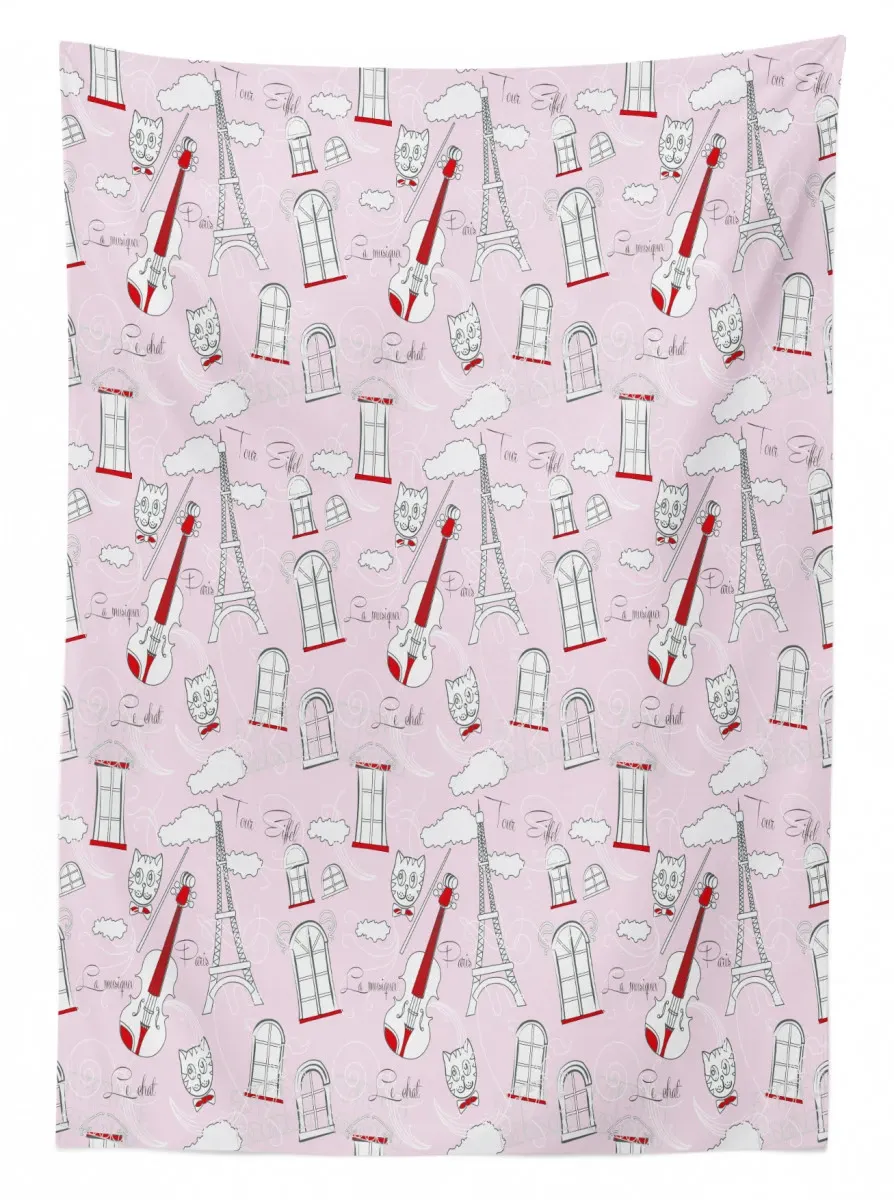 violin eiffel cat bow tie 3d printed tablecloth table decor 2909