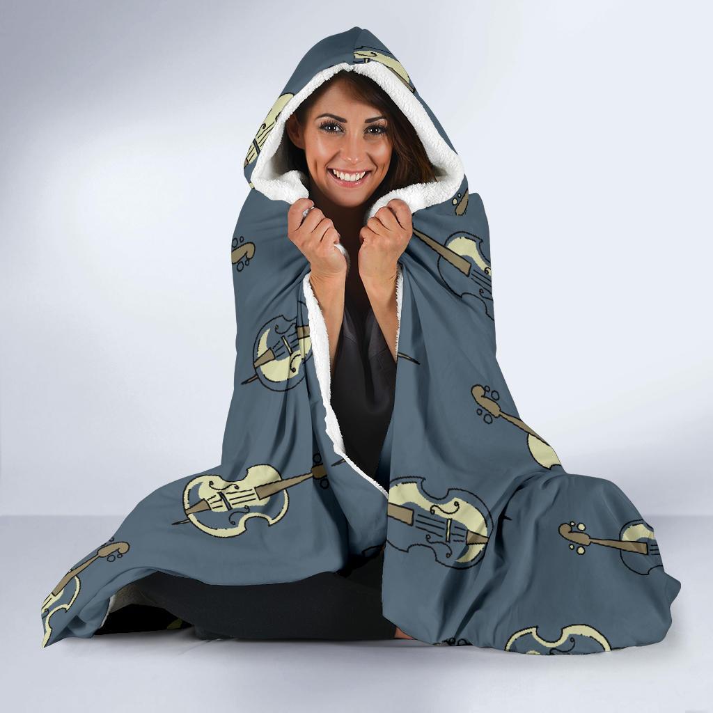 Violin Print Pattern Hooded Blanket Cloak Blanket violin print pattern hooded blanket cloak blanket 2050