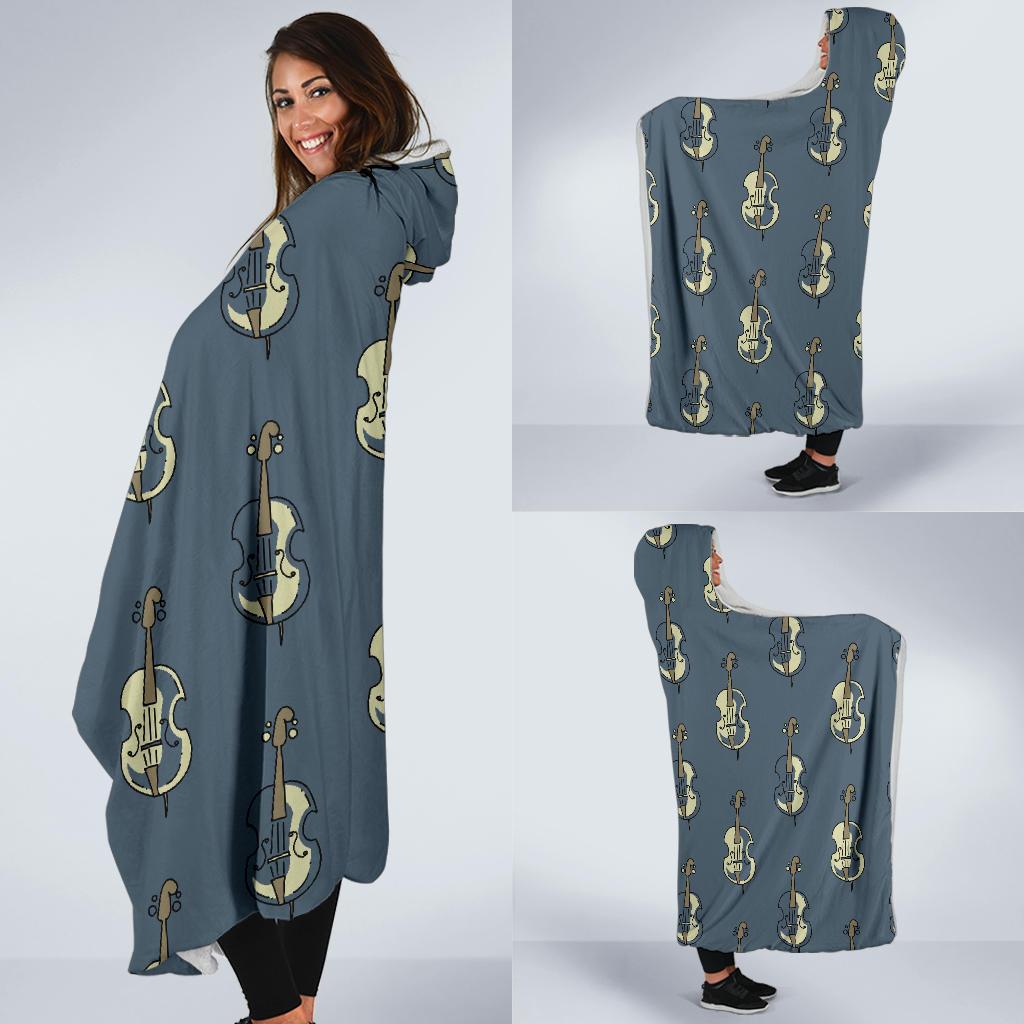 Violin Print Pattern Hooded Blanket Cloak Blanket violin print pattern hooded blanket cloak blanket 6444