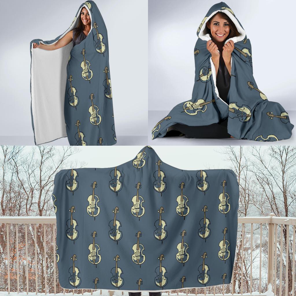 Violin Print Pattern Hooded Blanket Cloak Blanket violin print pattern hooded blanket cloak blanket 7328