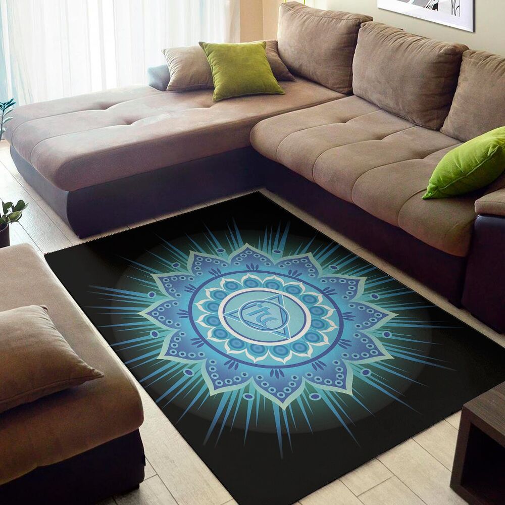 vishuddha chakra mandala print area rug floor decor 5279