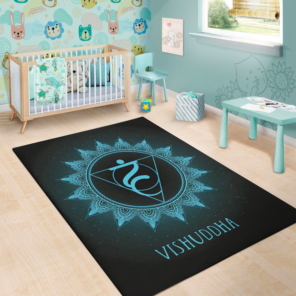 vishuddha chakra symbol print area rug floor decor 2749