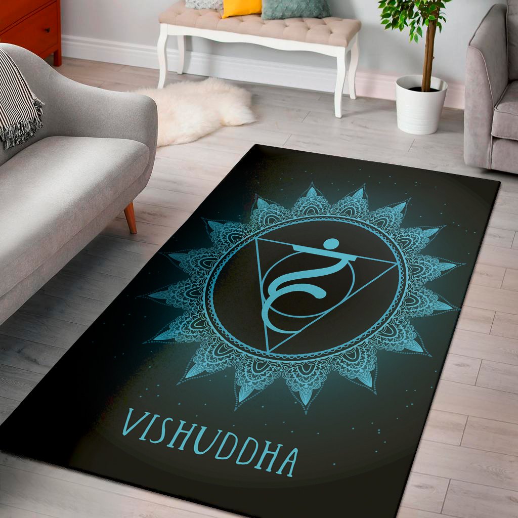 vishuddha chakra symbol print area rug floor decor 6432