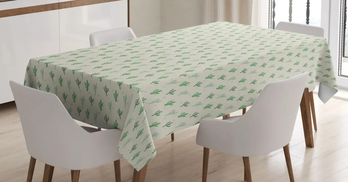 vivid minimal cacti pattern 3d printed tablecloth table decor 5369