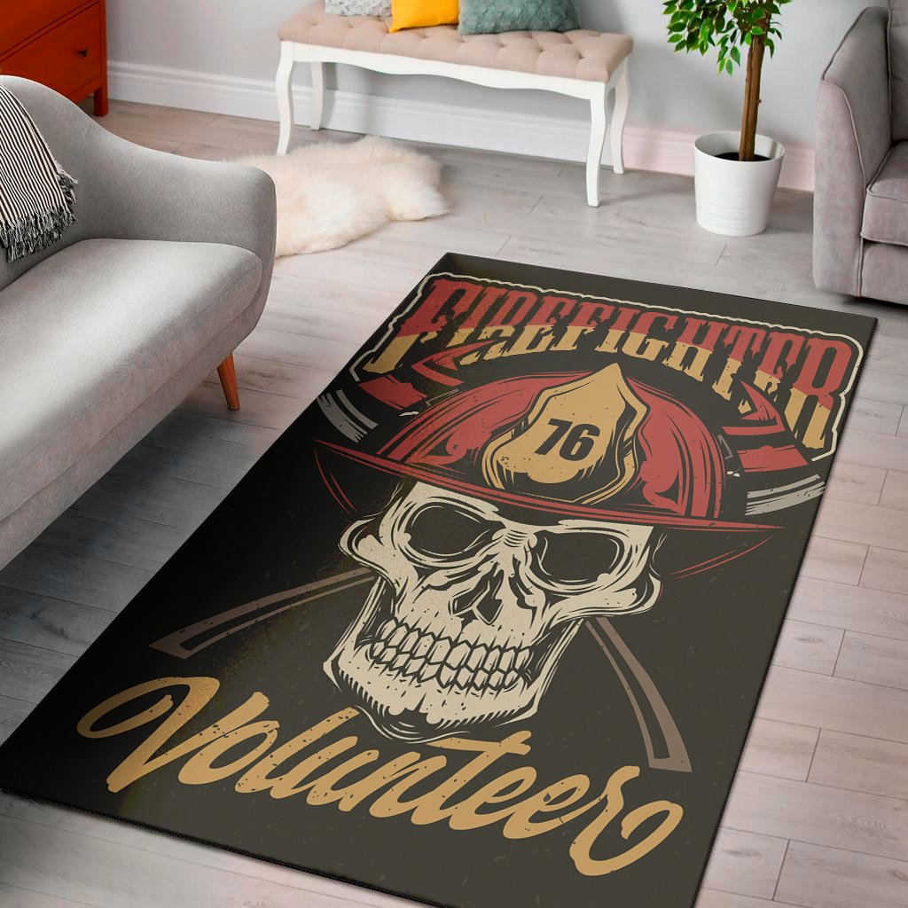 volunteer firefighter print area rug floor decor 4128