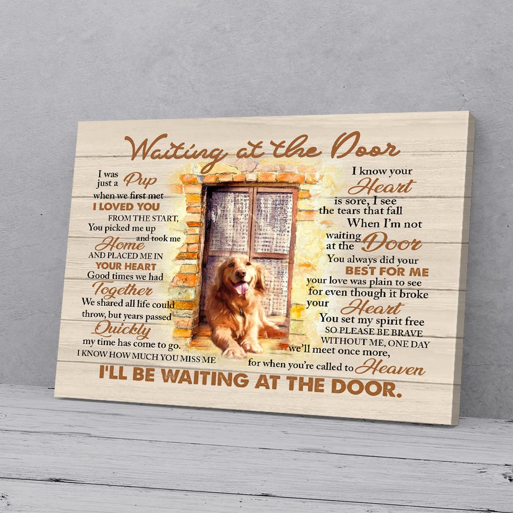 waiting at the door golden dog canvas prints wall art decor pan03335 1671
