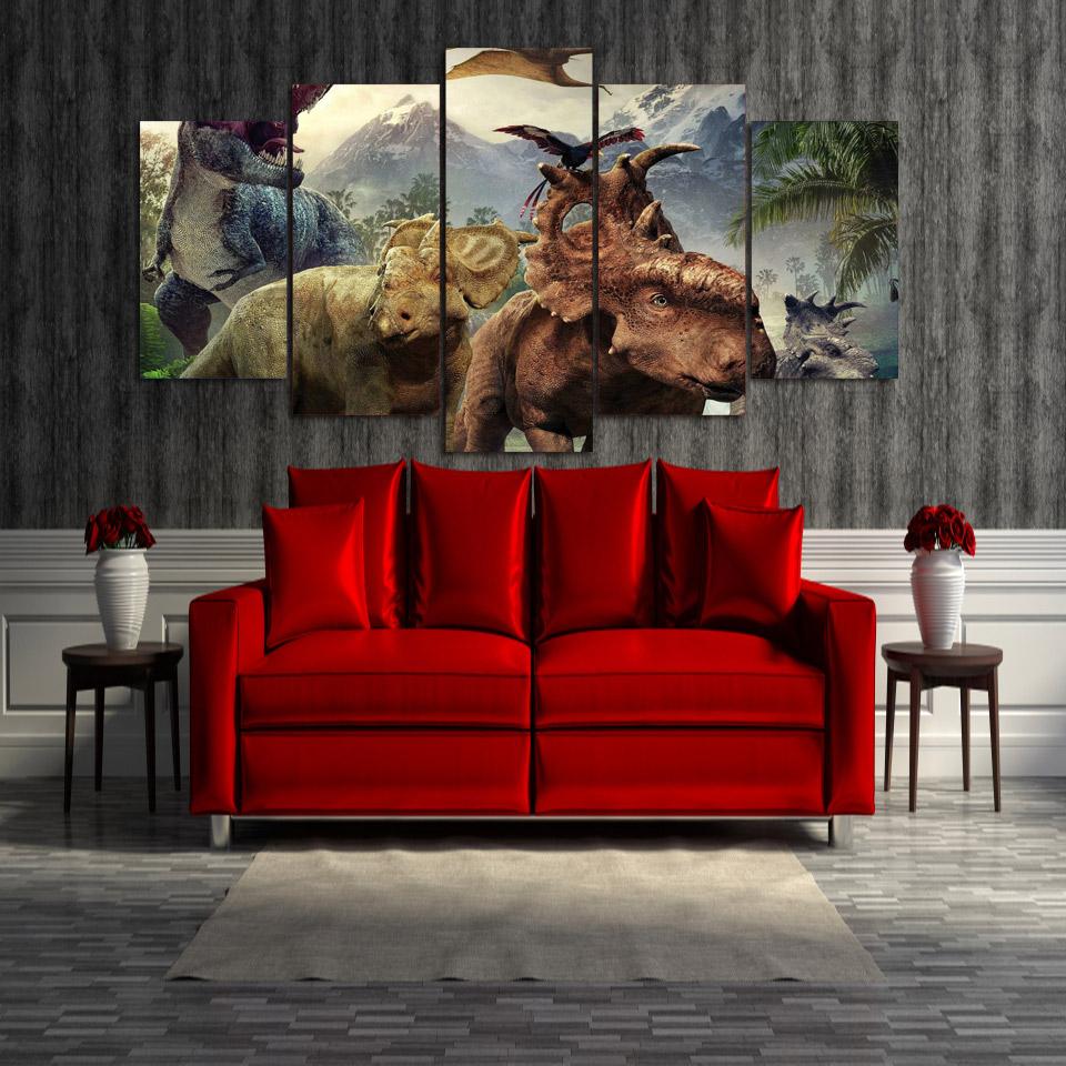 walking with dinosaurs abstract animal 5 panel canvas art wall decor 3755