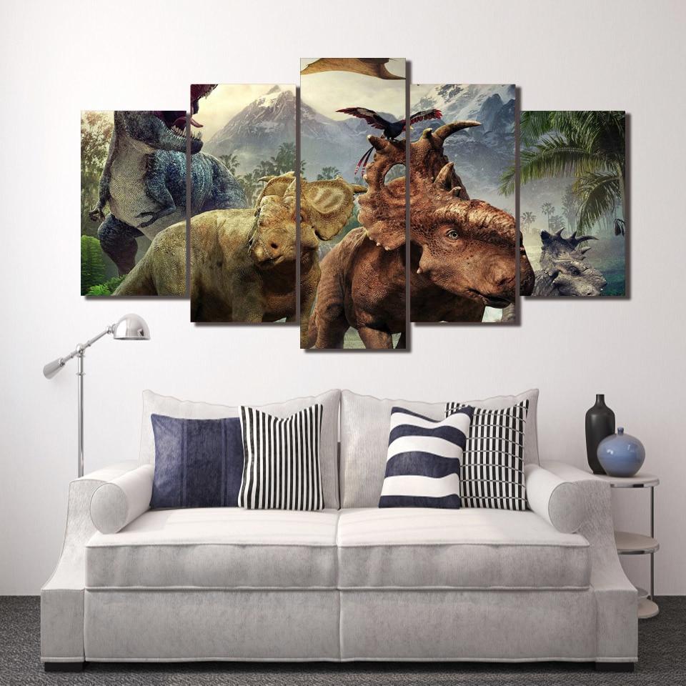 walking with dinosaurs abstract animal 5 panel canvas art wall decor 5284