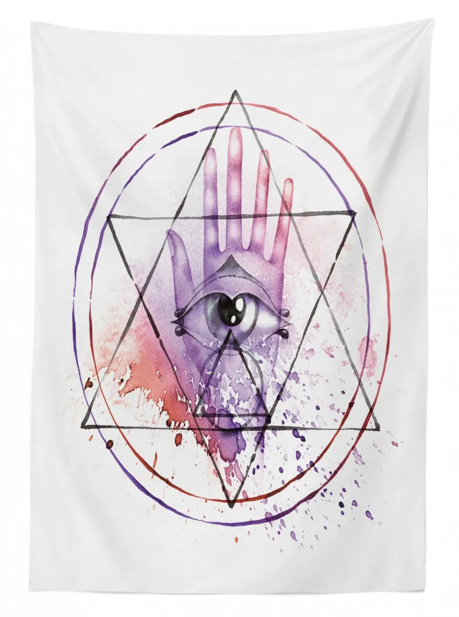 Watercolor All Seeing Eye 3D Printed Tablecloth Table Decor watercolor all seeing eye 3d printed tablecloth table decor 5115