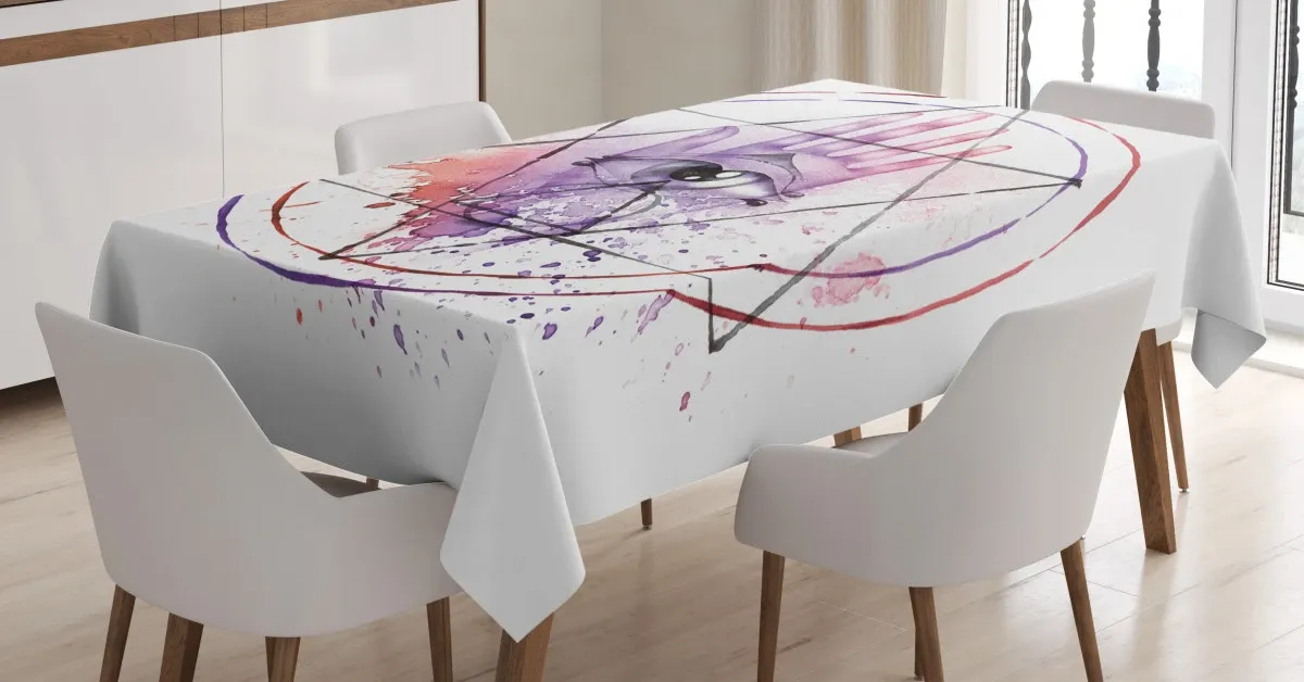 Watercolor All Seeing Eye 3D Printed Tablecloth Table Decor watercolor all seeing eye 3d printed tablecloth table decor 7587