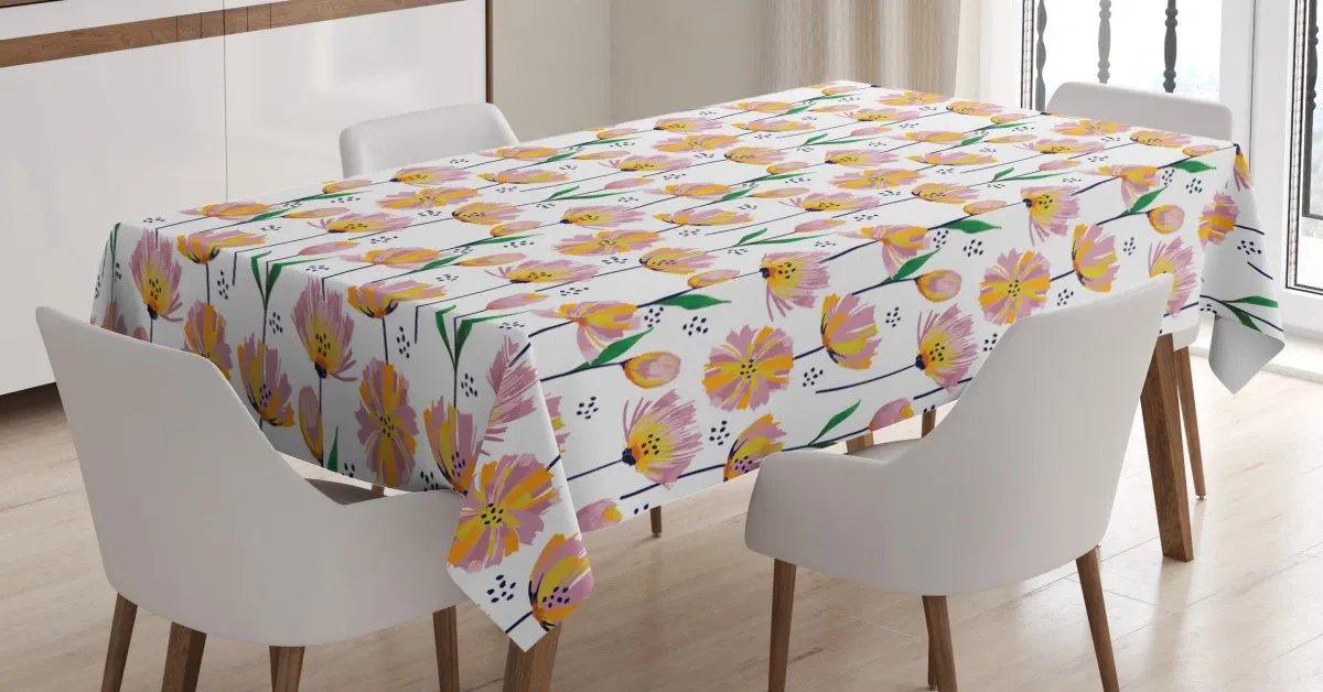watercolor blooms pastel 3d printed tablecloth table decor 7593