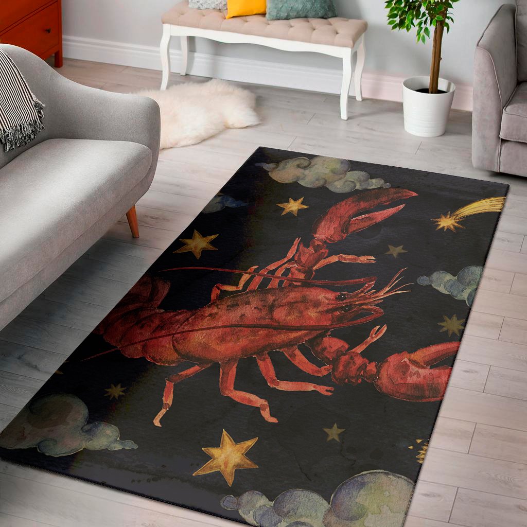 watercolor cancer zodiac sign print area rug floor decor 3988
