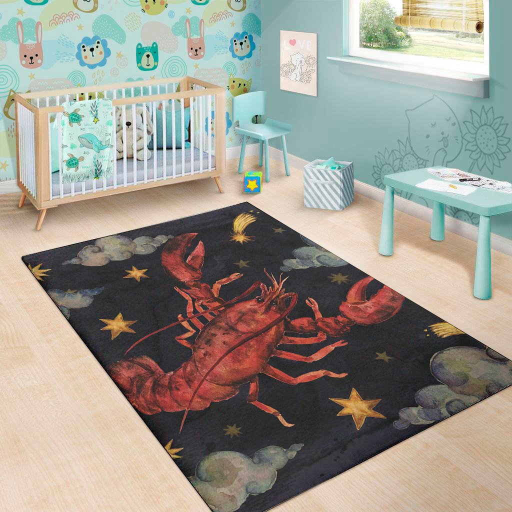 watercolor cancer zodiac sign print area rug floor decor 6880
