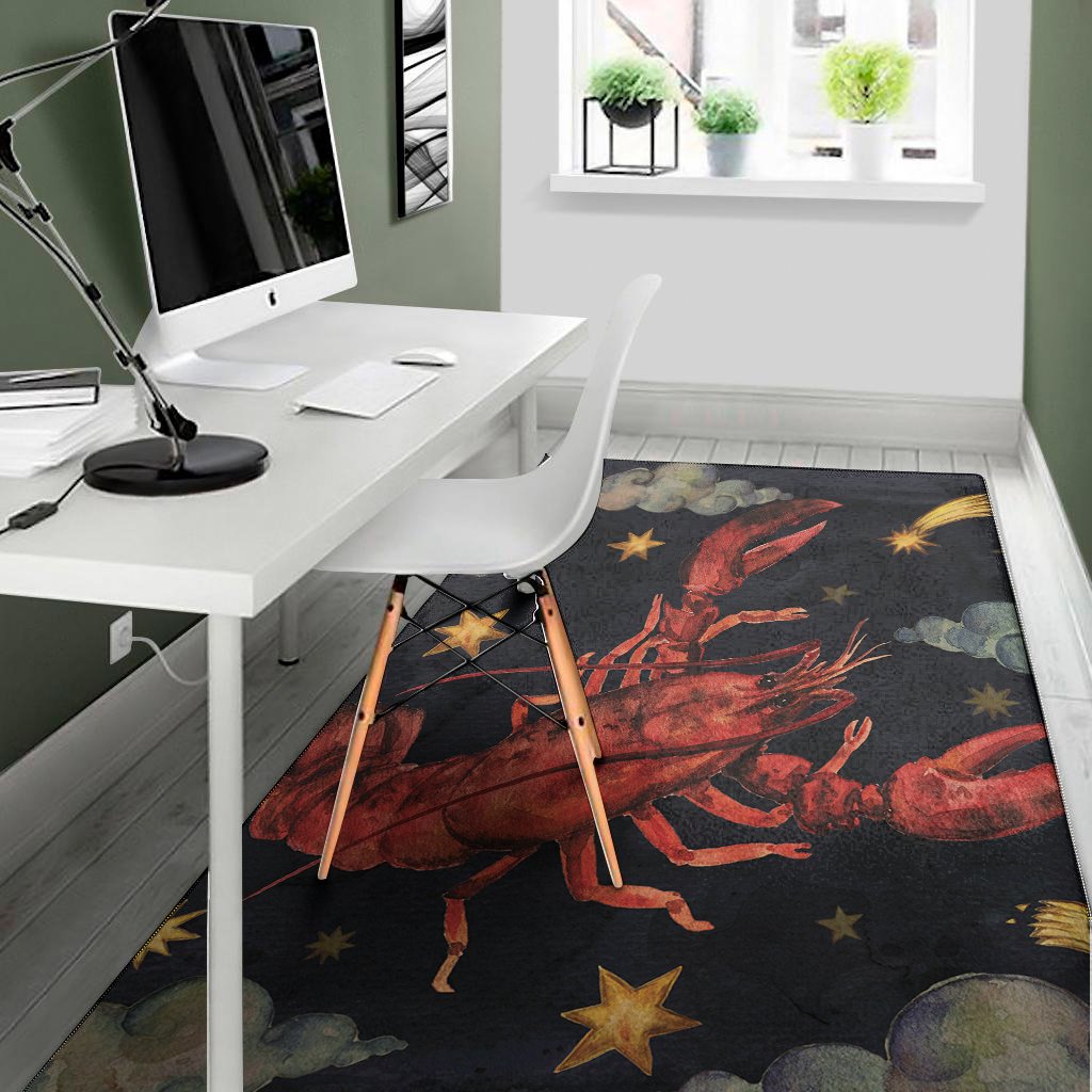watercolor cancer zodiac sign print area rug floor decor 7901