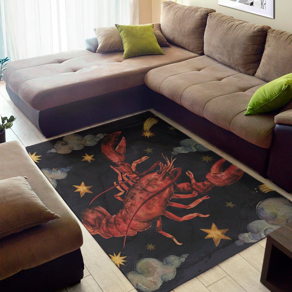 watercolor cancer zodiac sign print area rug floor decor 8483