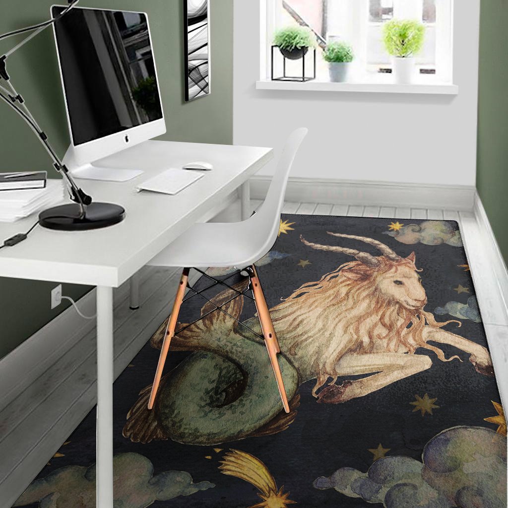 watercolor capricorn zodiac sign print area rug floor decor 5028
