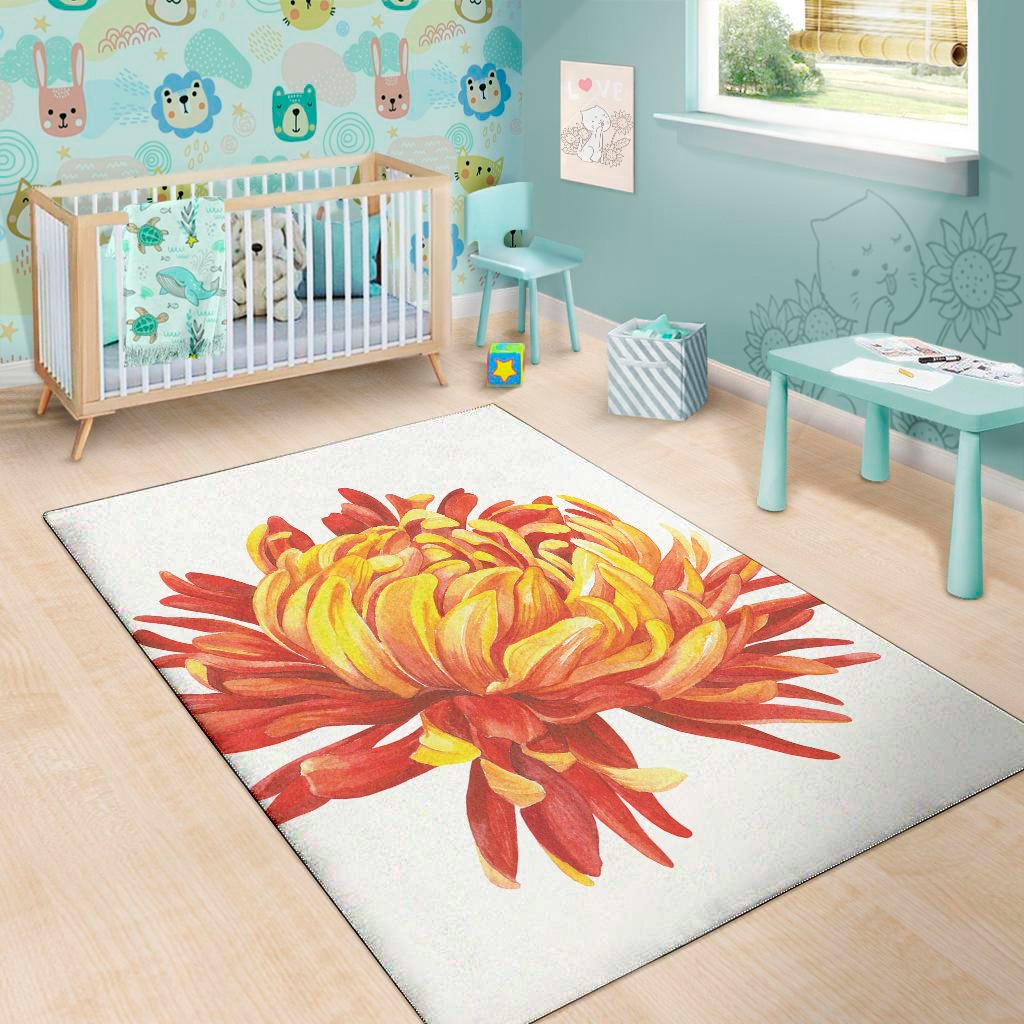 watercolor chrysanthemum print area rug floor decor 5949