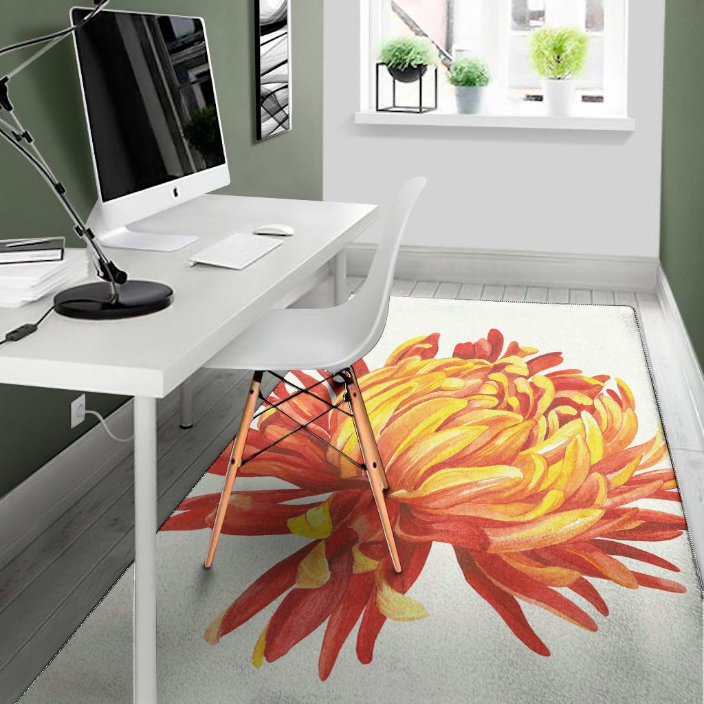 watercolor chrysanthemum print area rug floor decor 6894