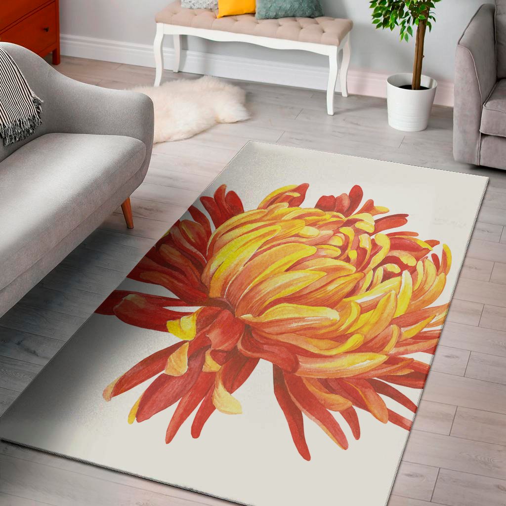 watercolor chrysanthemum print area rug floor decor 7189