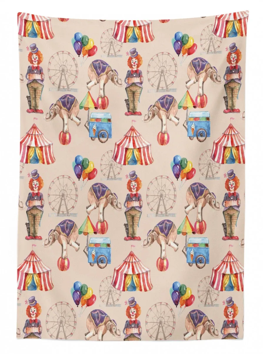 Watercolor Circus Art 3D Printed Tablecloth Table Decor watercolor circus art 3d printed tablecloth table decor 8946