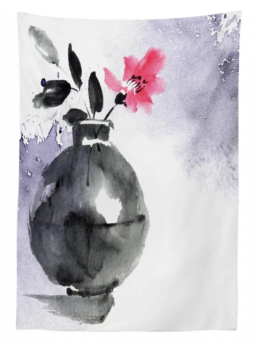 watercolor coral vase orchid 3d printed tablecloth table decor 5697