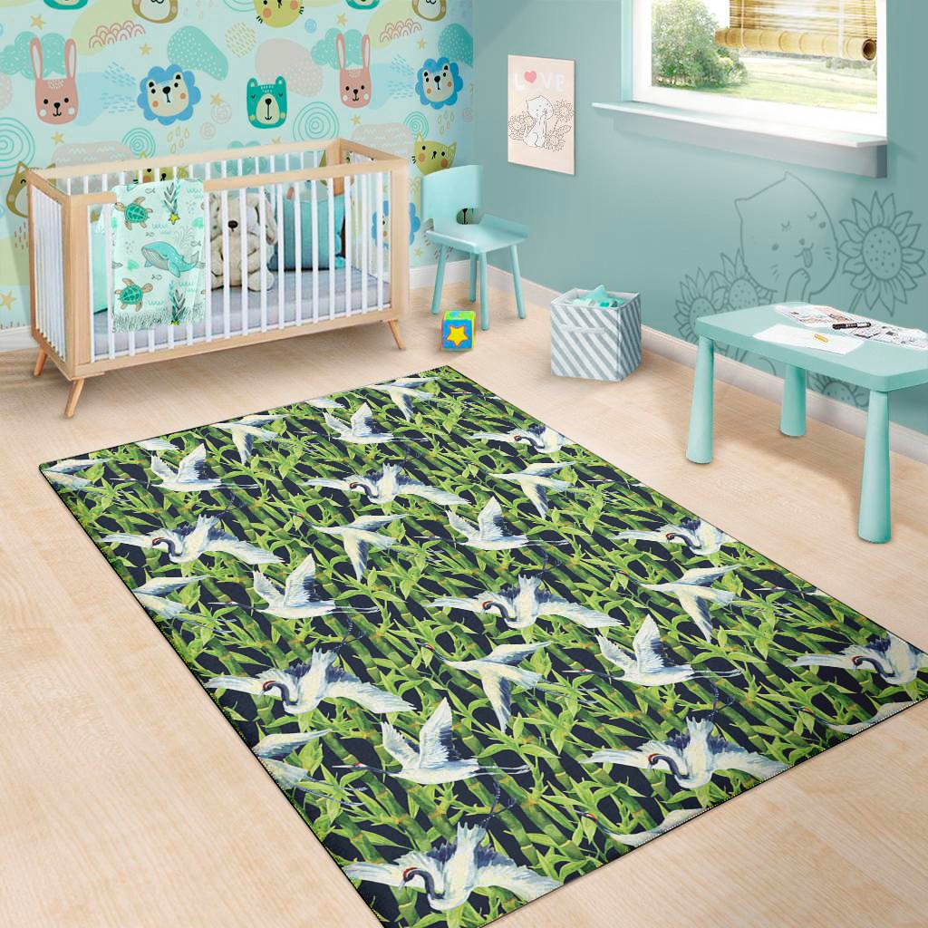 Watercolor Crane Bird Pattern Print Area Rug Floor Decor watercolor crane bird pattern print area rug floor decor 2775