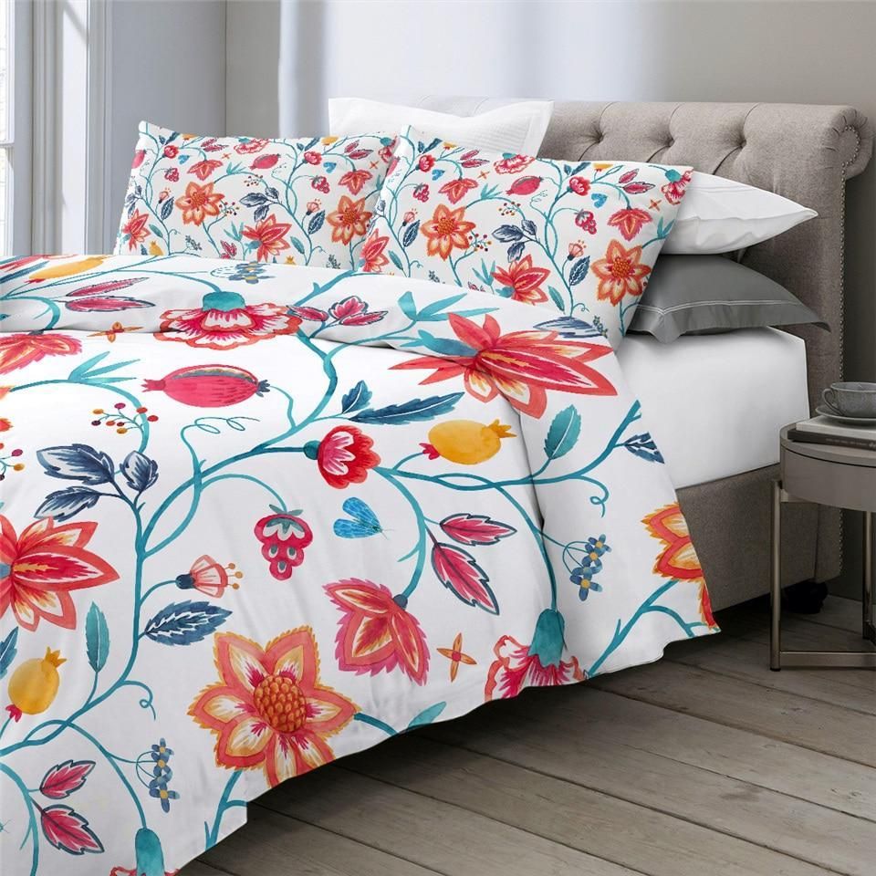 Watercolor Floral White Background Duvet Cover Bedding Set watercolor floral white background duvet cover bedding set 6280