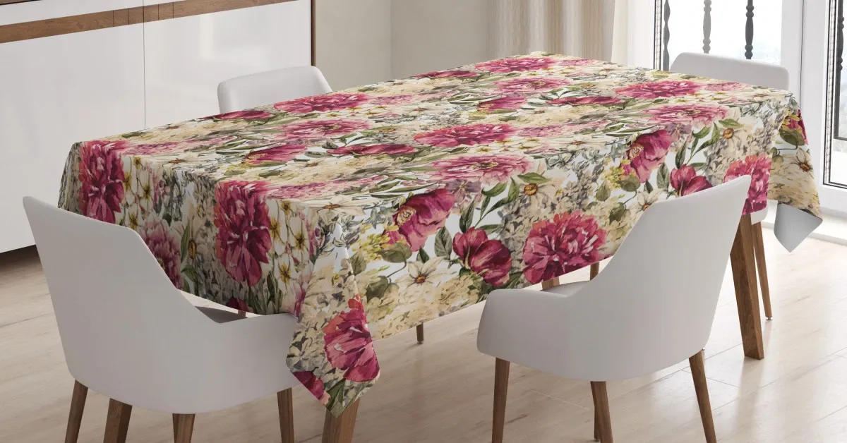 watercolor flower bouquets 3d printed tablecloth table decor 1171