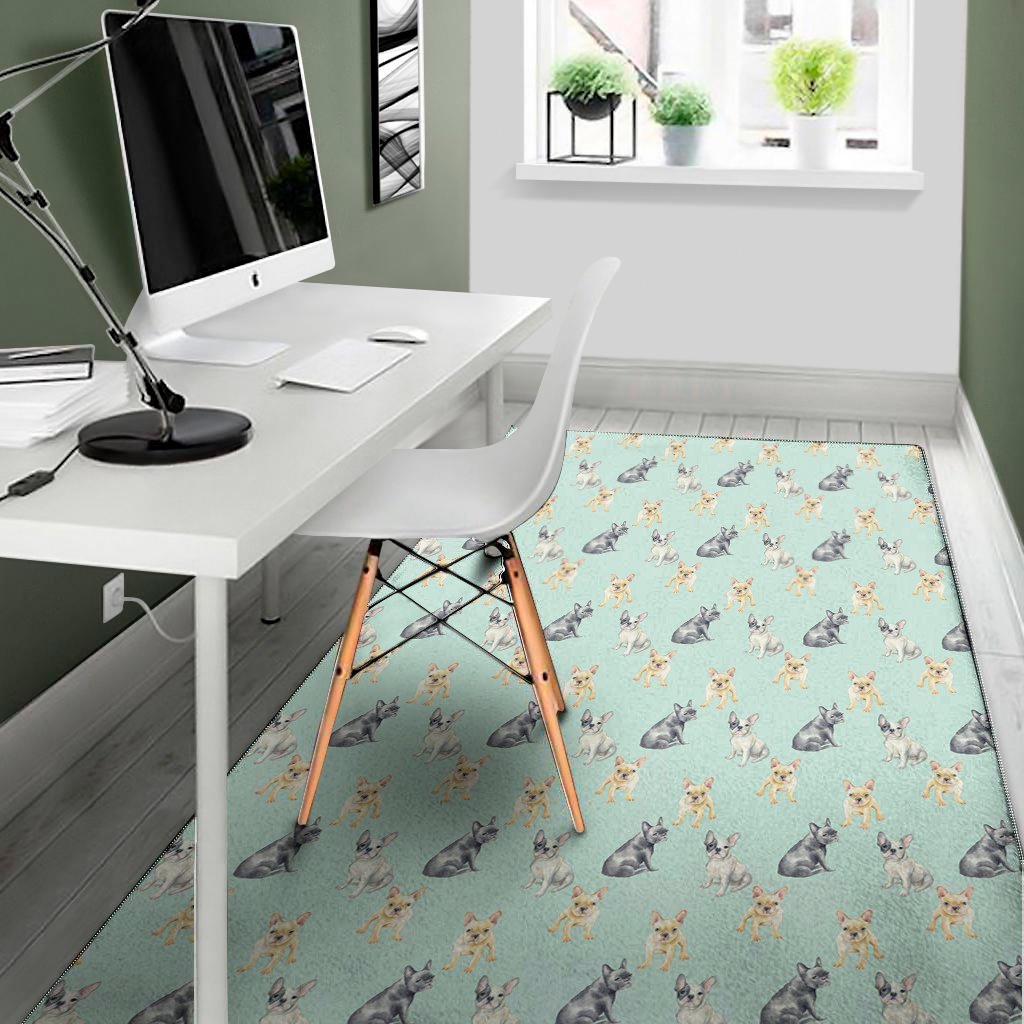 watercolor french bulldog pattern print area rug floor decor 2693