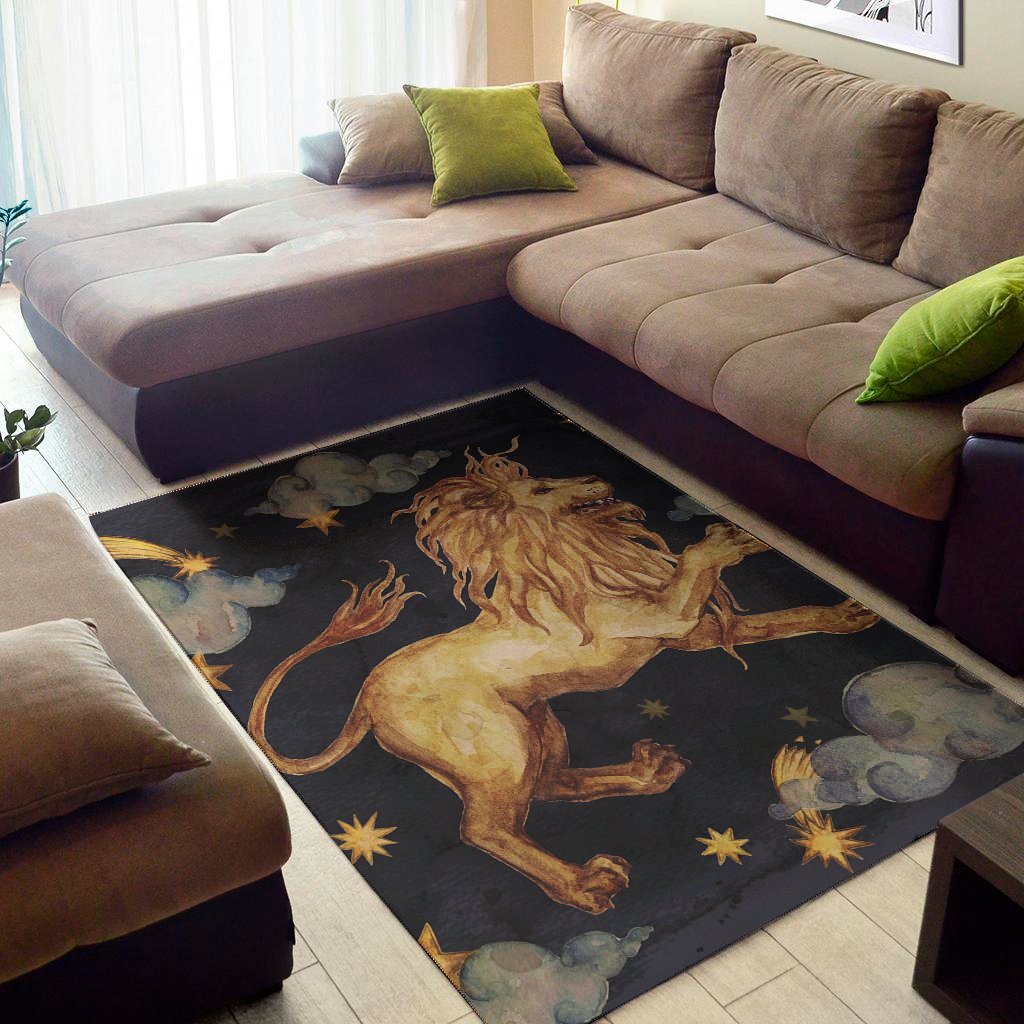watercolor leo zodiac sign print area rug floor decor 1551