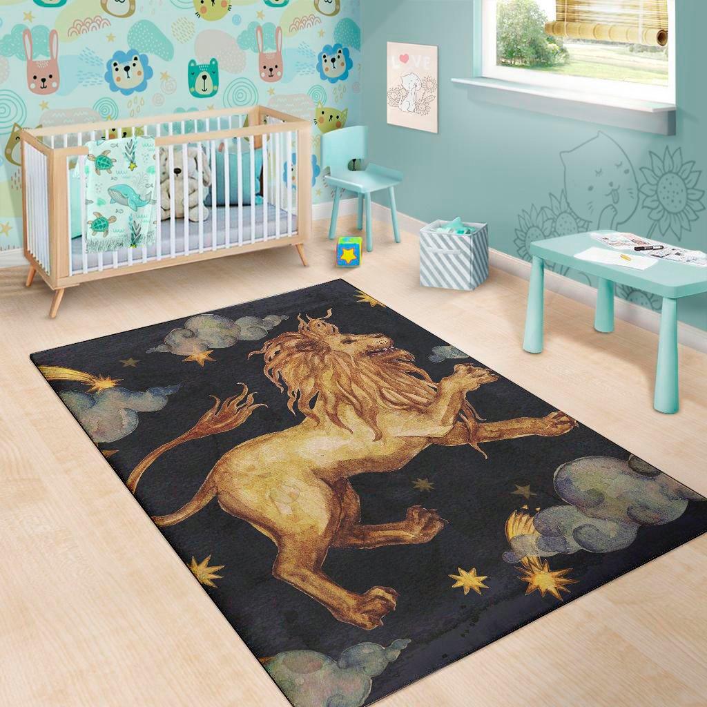 watercolor leo zodiac sign print area rug floor decor 4136
