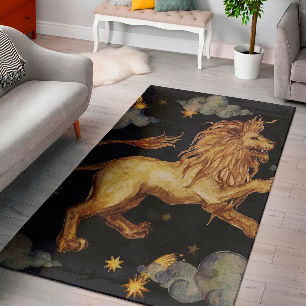 watercolor leo zodiac sign print area rug floor decor 7934