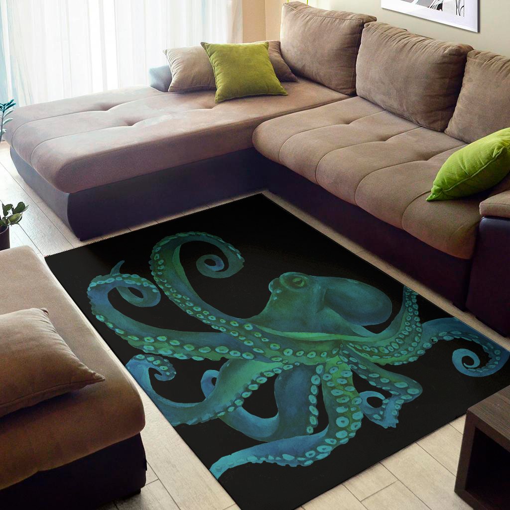 watercolor octopus print area rug floor decor 4209