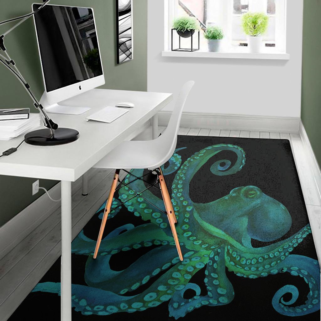 watercolor octopus print area rug floor decor 7218