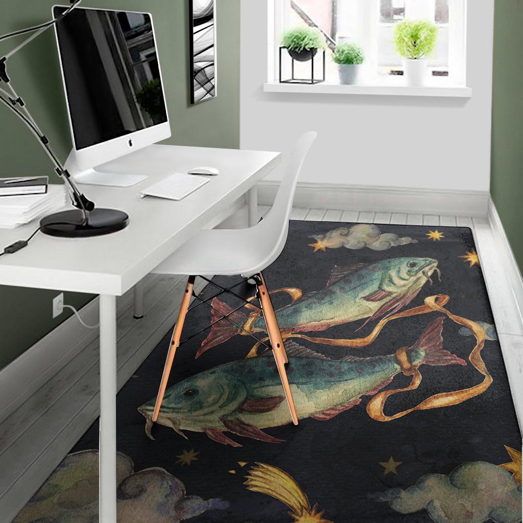 watercolor pisces zodiac sign print area rug floor decor 4912