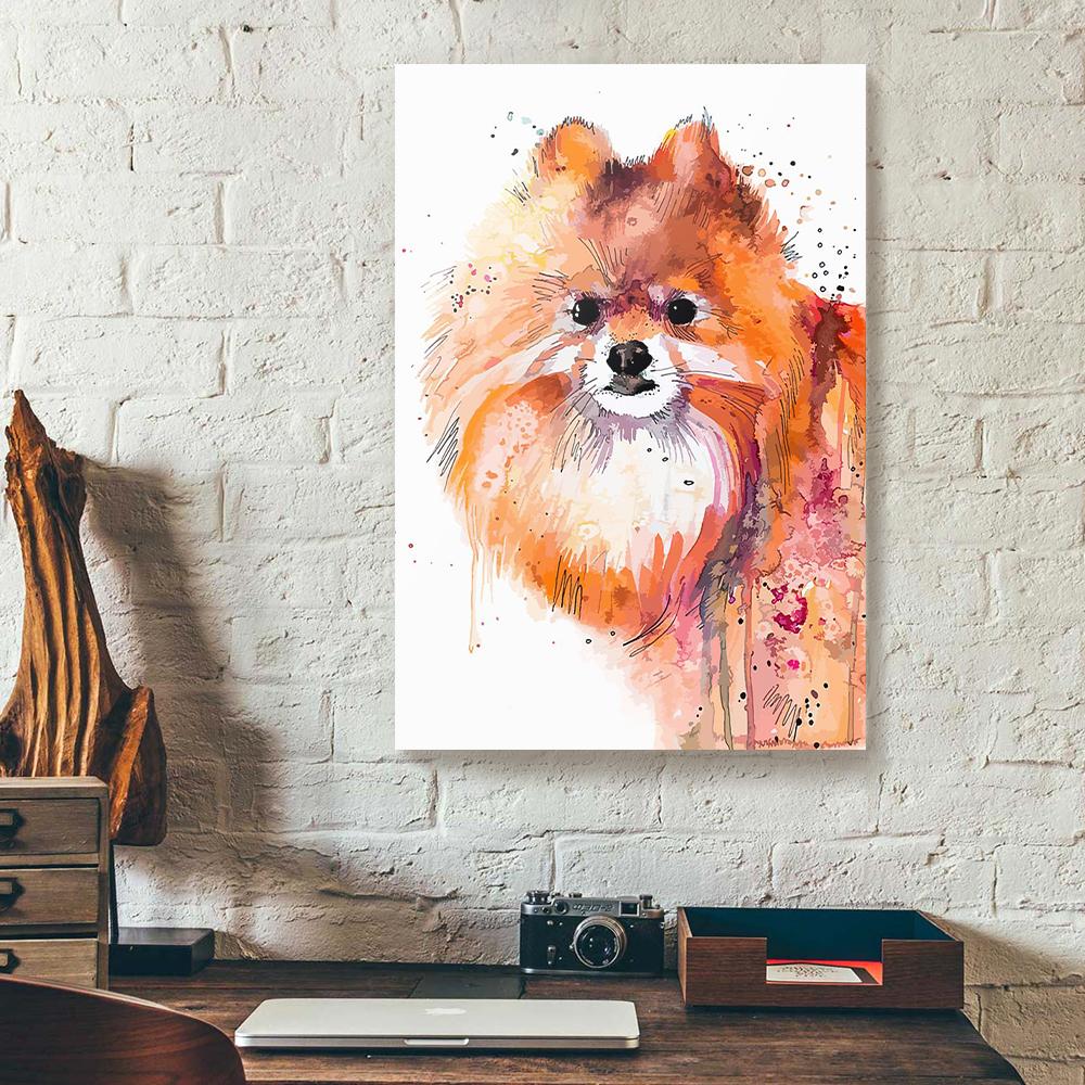 watercolor pomeranian canvas prints wall art decor 8425