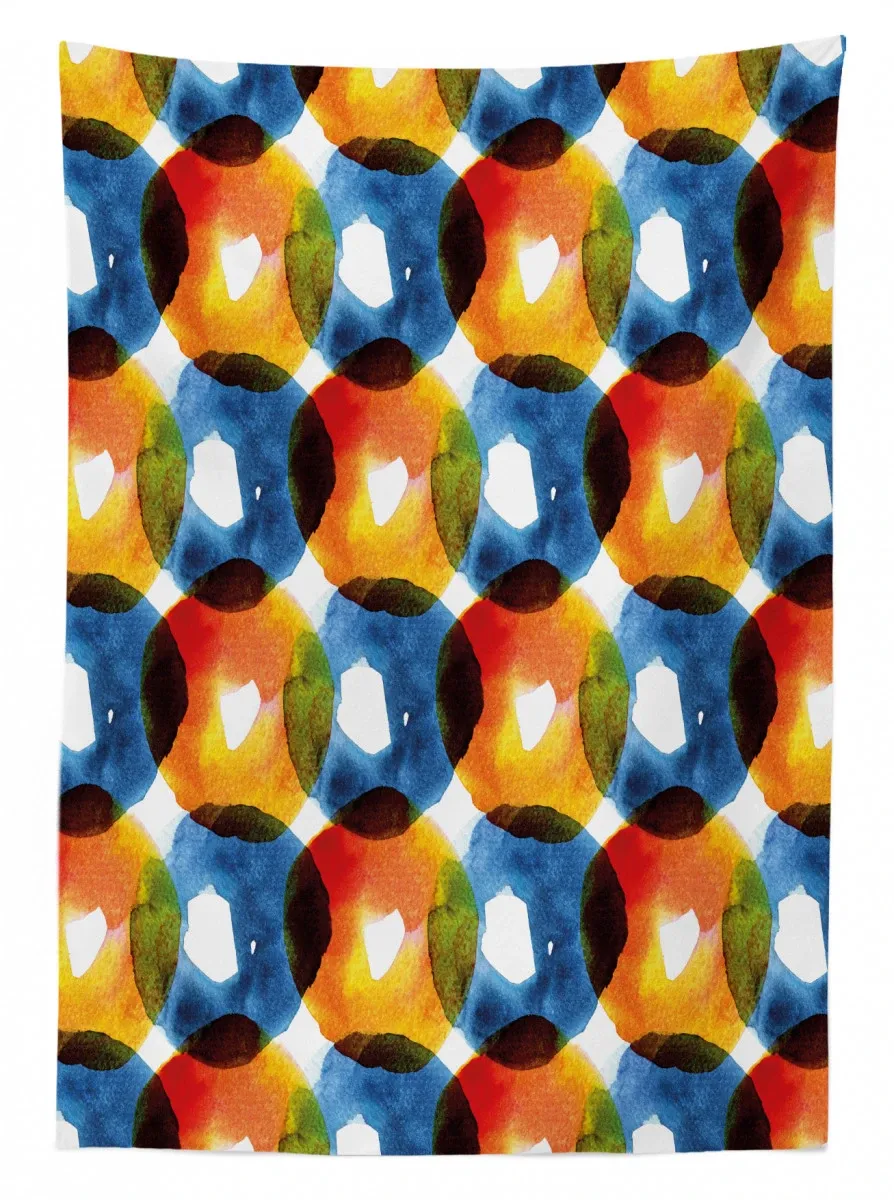 watercolor ring shapes 3d printed tablecloth table decor 6434