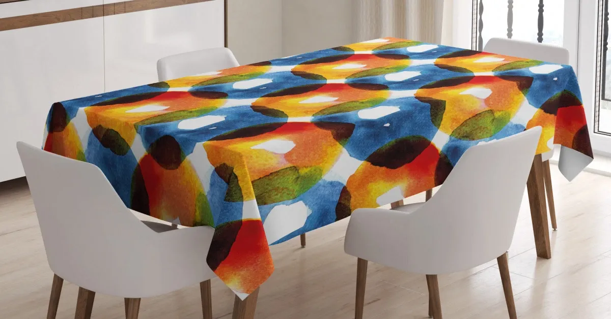 watercolor ring shapes 3d printed tablecloth table decor 6480