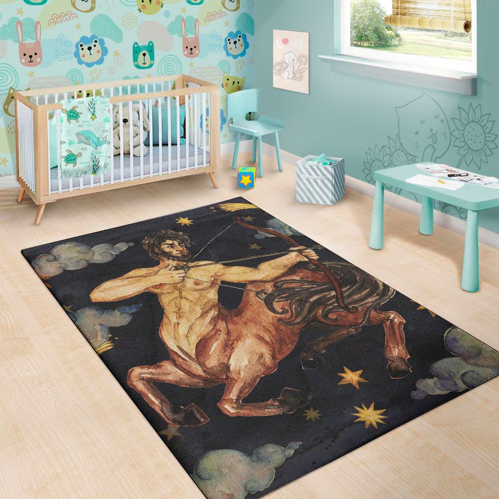 watercolor sagittarius zodiac sign print area rug floor decor 2639