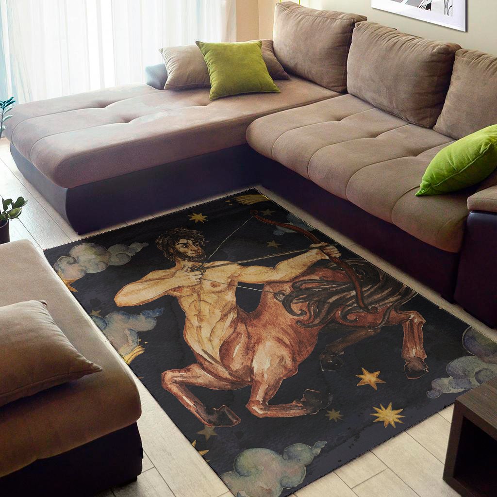 watercolor sagittarius zodiac sign print area rug floor decor 3161