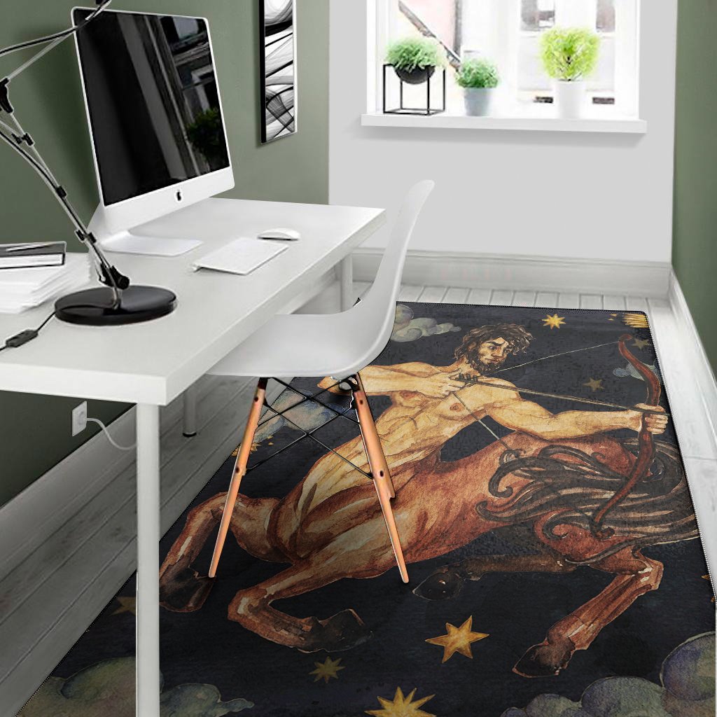 watercolor sagittarius zodiac sign print area rug floor decor 5349