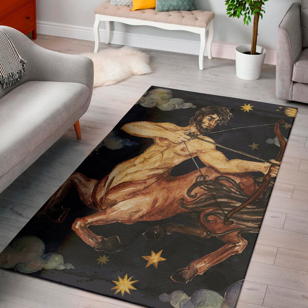 watercolor sagittarius zodiac sign print area rug floor decor 7750