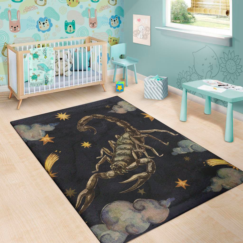 watercolor scorpio zodiac sign print area rug floor decor 6910